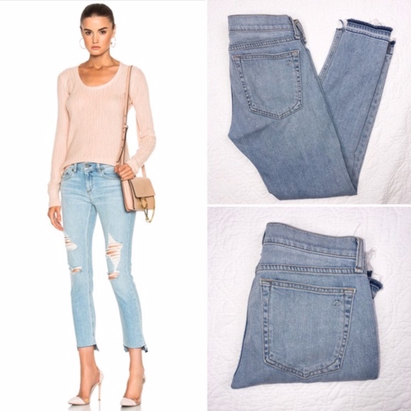 rag & bone Denim - Rag & Bone Jeans • Dre Capri in Marina Step Hem Stretchy Light Wash Blue Size 24